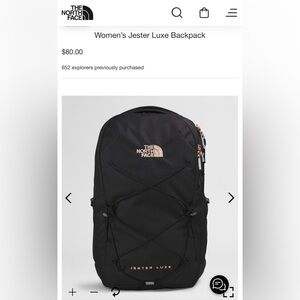 The North Face Jester Luxe Backpack in TNF Black Heather/Burnt Coral Metallic
